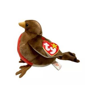 Ty Beanie Babies Original Early Red Robin Bird PE Pellets Rare 1997/98 Tag Error